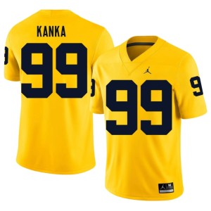 University of Michigan Wolverines College Football Replica #99 Maize Mens Bobby Kanka Jersey 199728-666