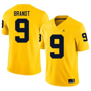Michigan Wolverines #9 Cameron Brandt Maize Men's College Football Game Jersey 238153-451