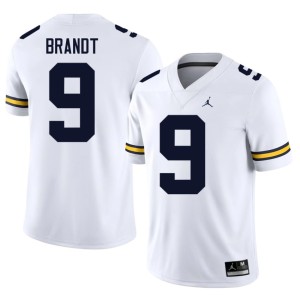 MICH College Football Mens #9 Cameron Brandt White Limited Jersey 678793-467