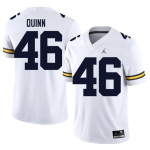 University of Michigan Wolverines #46 College Football Embroidery Crandall Quinn White Men's Jersey 471939-965