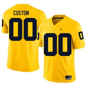 Michigan University Custom College Football #00 Men's Maize Jersey 579080-825