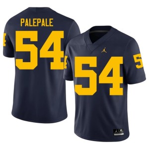 Michigan Men's Game #54 Deyvid Palepale College Football Navy Jersey 248130-370