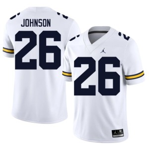 Michigan Wolverines Men Game White College Football Donovan Johnson #26 Jersey 539918-557