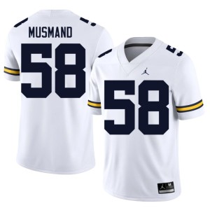 Michigan Wolverines College Football NCAA White #58 Eli Musmand Mens Jersey 111325-741
