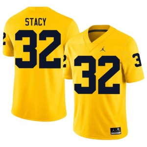 Michigan #32 Gary Stacy Mens Embroidery College Football Maize Jersey 751453-660