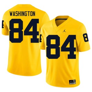 Michigan Wolverines College Football #84 Official Maize Jacob Washington Men Jersey 876105-652