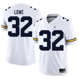 University of Michigan #32 White College Football Jeremiah Lowe Mens Game Jersey 639621-318