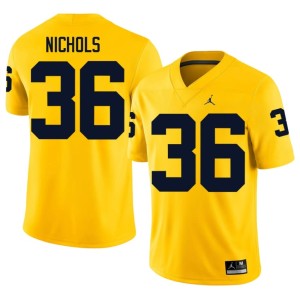 U-M University #36 Joshua Nichols Men's Maize College Football Jersey 155698-476
