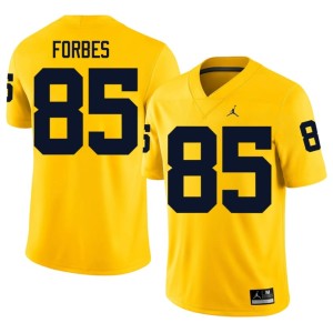 Michigan Men Maize College Football Logan Forbes #85 Alumni Jerseys 625612-117