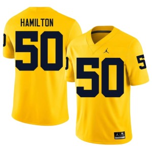 MICH Men's Luke Hamilton Embroidery College Football Maize #50 Jersey 586998-314