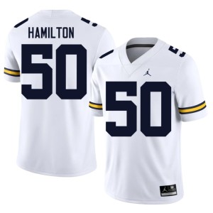 University of Michigan Wolverines Official College Football Luke Hamilton Men #50 White Jersey 311272-747