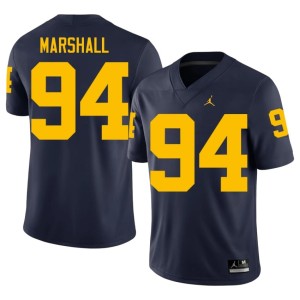 Michigan Wolverines College Football Navy Replica #94 Nate Marshall Men Jersey 426342-470