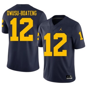 University of Michigan Mens College Football Navy Nathaniel Owusu-Boateng Stitched #12 Jersey 816835-652