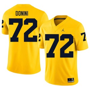 University of Michigan #72 Maize Embroidery Peter Donini College Football Men Jerseys 819700-305