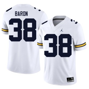 Michigan Wolverines Men's #38 College Football White Sam Baron Game Jersey 876174-544