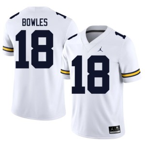 U of M White Men's College Football Stitched Troy Bowles #18 Jersey 894499-591