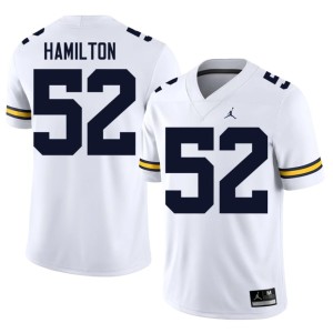 U-M White College Football #52 Ace Hamilton Men High School Jersey 962647-593