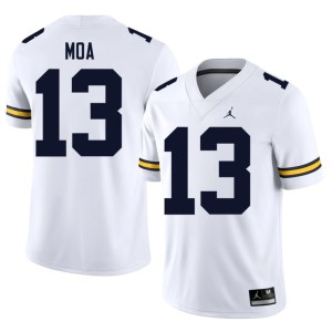 UMich Official College Football White Aisea Moa #13 Men Jersey 312753-981