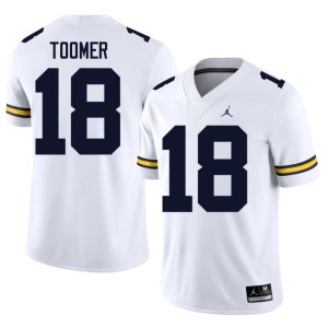 University of Michigan Wolverines Men's Amani Toomer #18 College Football University White Jersey 660858-624