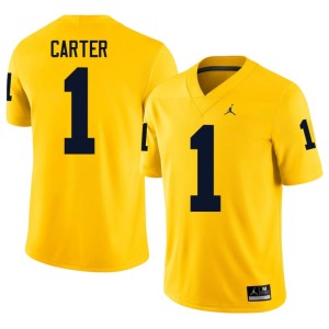 UMich Anthony Carter Maize College Football #1 Player Men Jersey 383681-388