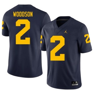 Michigan Men Navy #2 College Football Charles Woodson Replica Jersey 356176-812