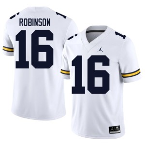 Michigan College Football Men #16 Embroidery Denard Robinson White Jerseys 392906-843