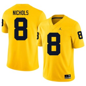 U-M Maize #8 Men NCAA College Football Dominic Nichols Jersey 595748-673