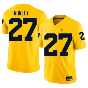 Michigan Men Embroidery College Football Maize Ernest Nunley #27 Jerseys 819199-674