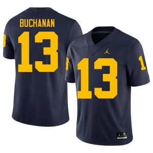 U-M JJ Buchanan College Football #13 Mens Navy Embroidery Jersey 427082-490