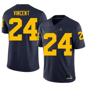 Wolverines #24 College Football Embroidery Men Navy Jamarion Vincent Jerseys 532968-527