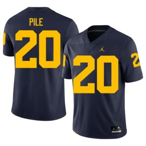 UMich College Football Navy Men's Replica Jaylen Pile #20 Jerseys 595767-153