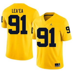 Michigan Maize College Football 2026-27 Mens #91 Jonah Lea'ea Jerseys 484163-811