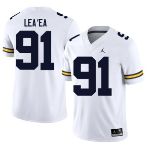 U of M Men's Game White Jonah Lea'ea College Football #91 Jerseys 526385-409