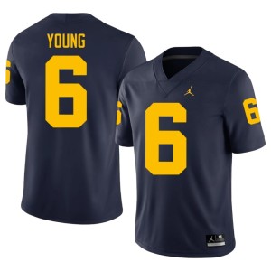 Michigan Wolverines Replica Navy #6 Men's Jordan Young College Football Jerseys 590627-988