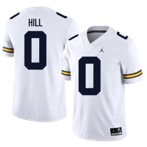 U of M White College Football #0 Men's Game Jyaire Hill Jersey 961554-888