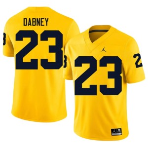 Michigan #23 College Football High School Markel Dabney Mens Maize Jersey 372669-433