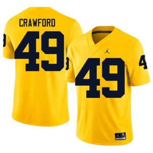 Michigan Player Nico Crawford Maize College Football Men's #49 Jerseys 691253-127