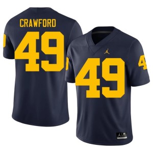 MICH Mens High School Nico Crawford Navy #49 College Football Jersey 153672-886