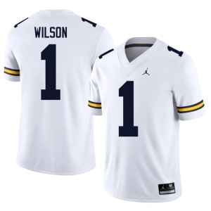 UMich Roman Wilson Men #1 High School White College Football Jersey 498675-999