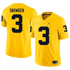 Michigan Wolverines #3 Men Smith Snowden Maize NCAA College Football Jersey 789763-182