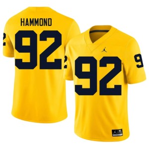 Wolverines College Football #92 Men's Ted Hammond Game Maize Jerseys 827159-224