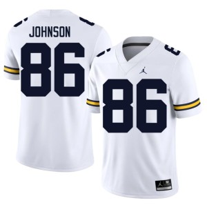 U-M College Football Men's Official #86 Travis Johnson White Jerseys 181324-416