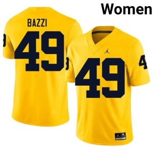 MICH Women's Maize College Football #49 Adam Bazzi Player Jerseys 585285-337