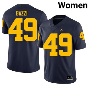 Michigan Womens Adam Bazzi Navy #49 Limited College Football Jersey 428237-500