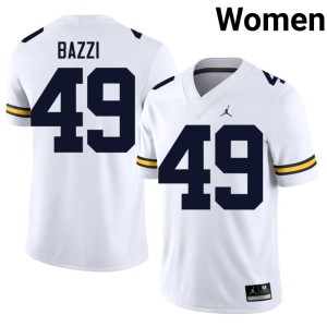 University of Michigan Wolverines White College Football #49 Women's Alumni Adam Bazzi Jersey 150067-458