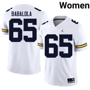 UMich Women College Football University Andrew Babalola #65 White Jersey 777285-282