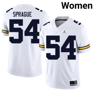 Michigan Wolverines Womens #54 College Football Andrew Sprague White Official Jerseys 517331-168