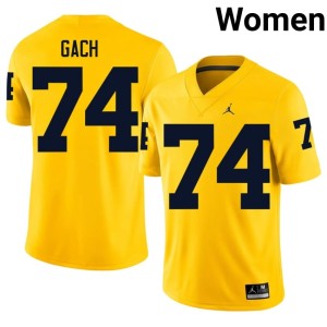 Michigan Wolverines Womens Maize Avery Gach Replica #74 College Football Jersey 489080-107