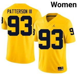 Michigan Benny Patterson III College Football #93 Women's Maize Official Jersey 714993-134