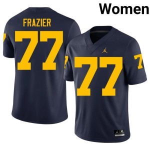 Michigan 2026-27 Blake Frazier College Football Navy Women's #77 Jersey 127578-352
